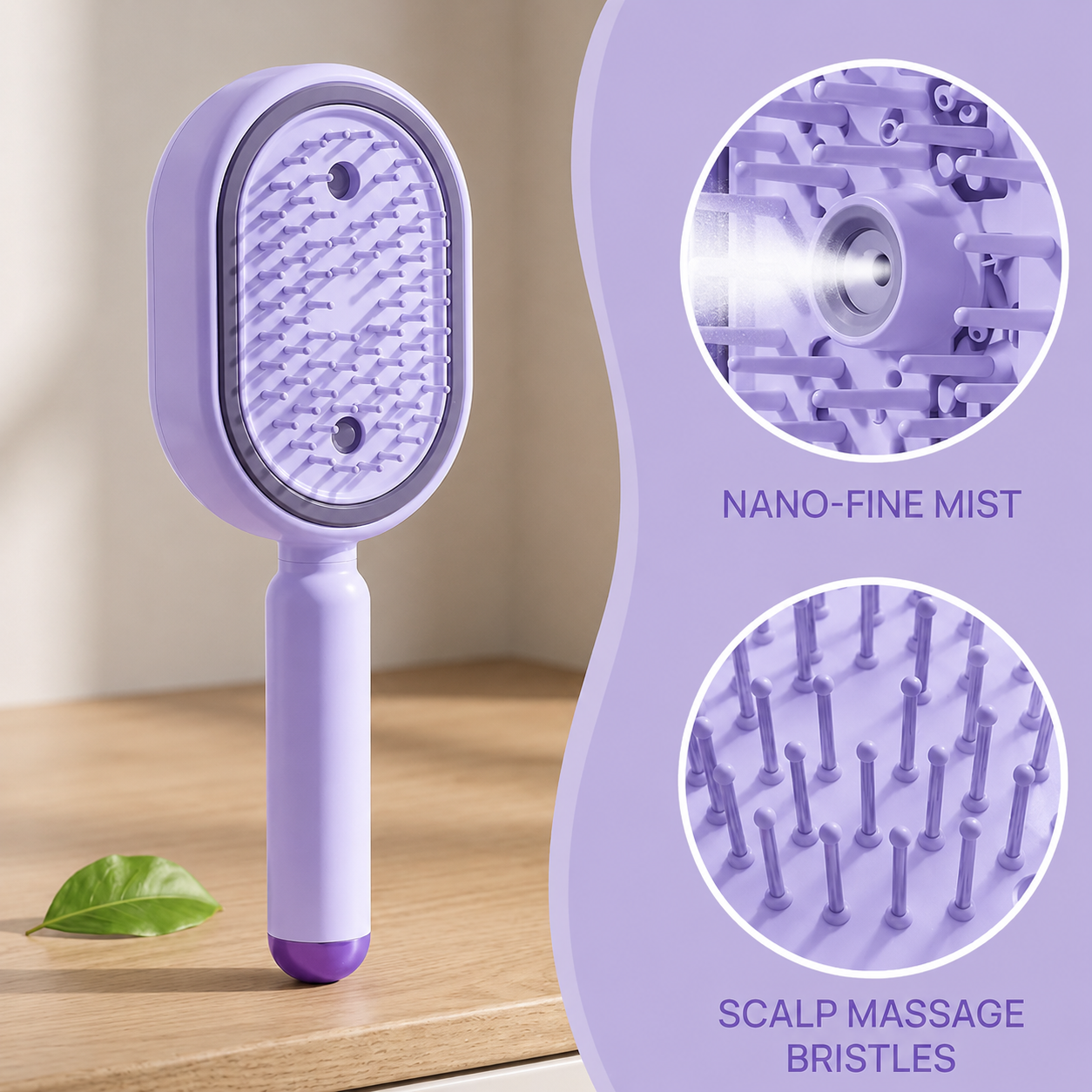 Electric Scalp Massager Hair Brush with Essential Oil Mist Red Light Therapy Self Cleaning Anti Static Detangling Brush Rechargeable Scalp Massage Comb for Hair Growth & Healthy Scalp