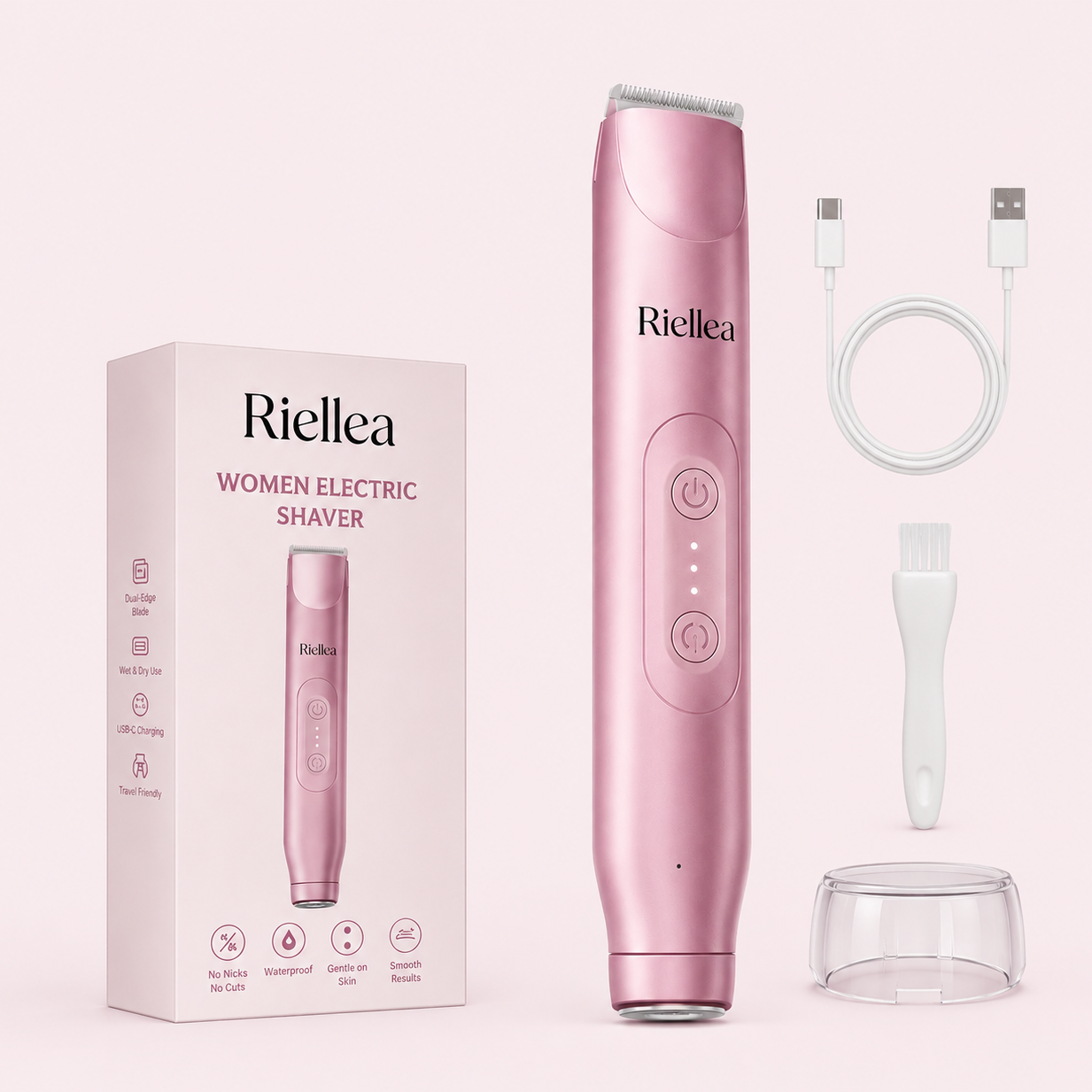 3 in 1 Women's Bikini Trimmer Facial Hair Remover & Nose Hair Trimmer USB Rechargeable Electric Razor for Women Painless Eyebrow Lip Face & Body Hair Removal Grooming Kit