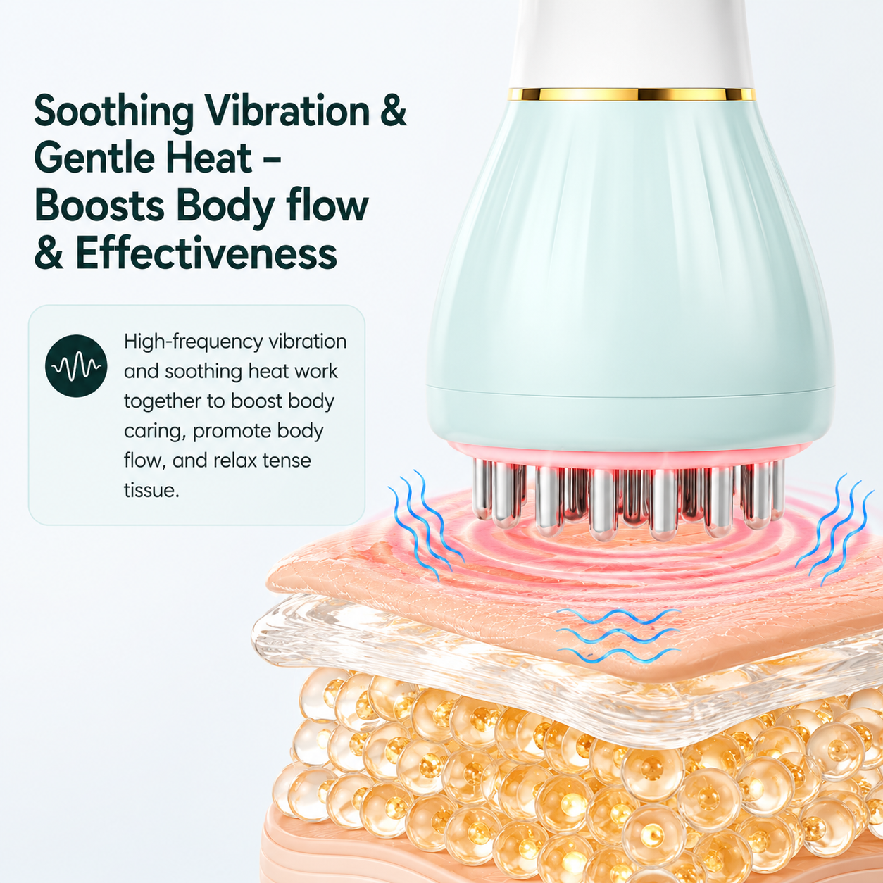 Smart Electric Body Massager with Red Light Therapy Heated Deep Tissue Handheld Massager Rechargeable Muscle Massage Device for Neck Shoulders Back Legs & Full Body Pain Relief