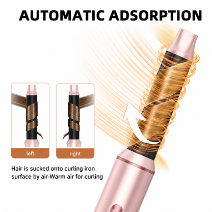 5 in 1 Hot Air Styler & Hair Dryer Brush Set Multi Hair Styling Tool with Blow Dryer Auto Curling Iron Volumizing Round Brush & Straightening Brush Fast Drying Ionic Hair Styler