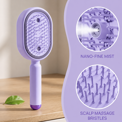 Electric Scalp Massager Hair Brush with Essential Oil Mist Red Light Therapy Self Cleaning Anti Static Detangling Brush Rechargeable Scalp Massage Comb for Hair Growth & Healthy Scalp