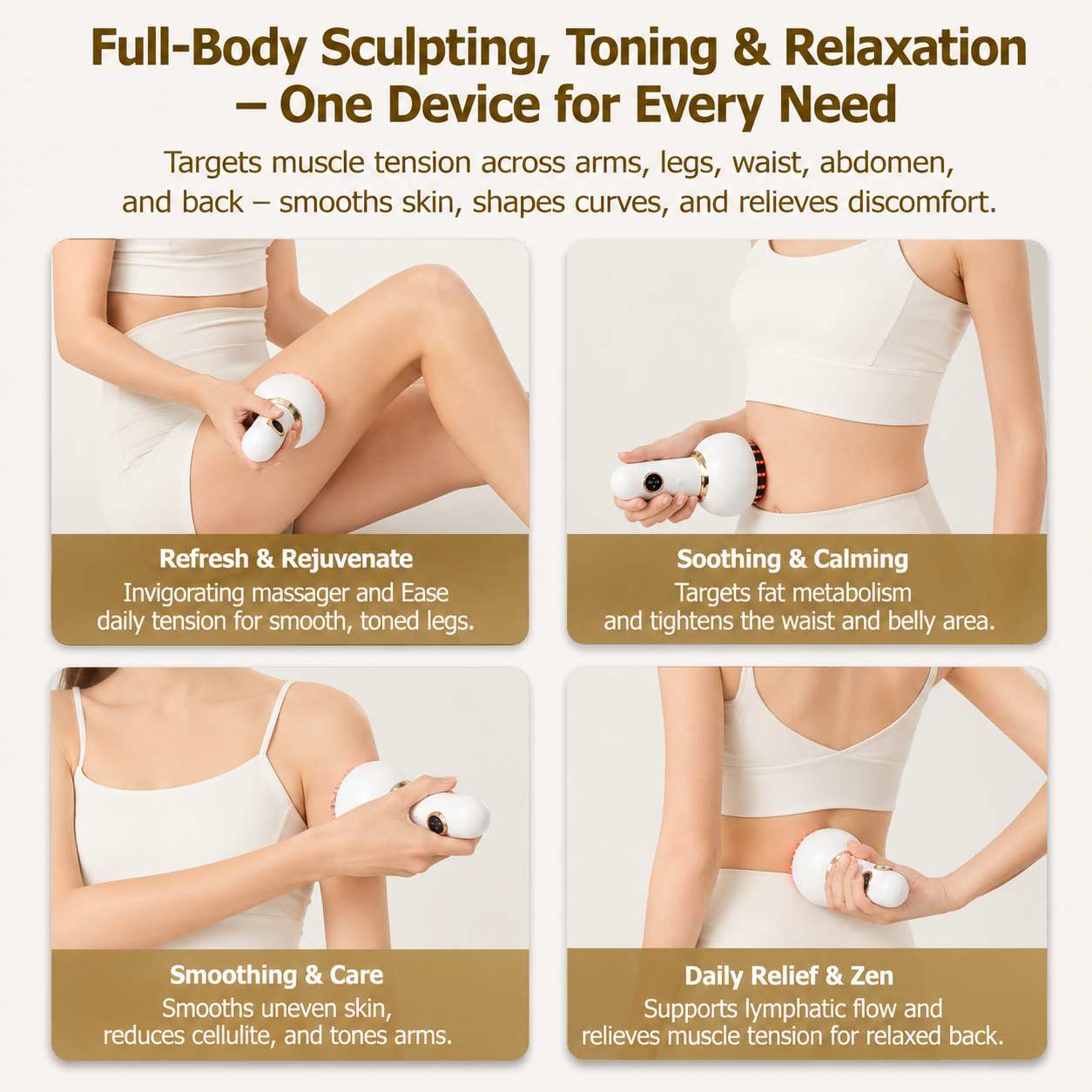 Body Sculpting Massager with Heat & Vibration Lymphatic Drainage Massage Tool Rechargeable Deep Tissue Body Massager for Cellulite Muscle Recovery Skin Tightening & Full Body Relaxation