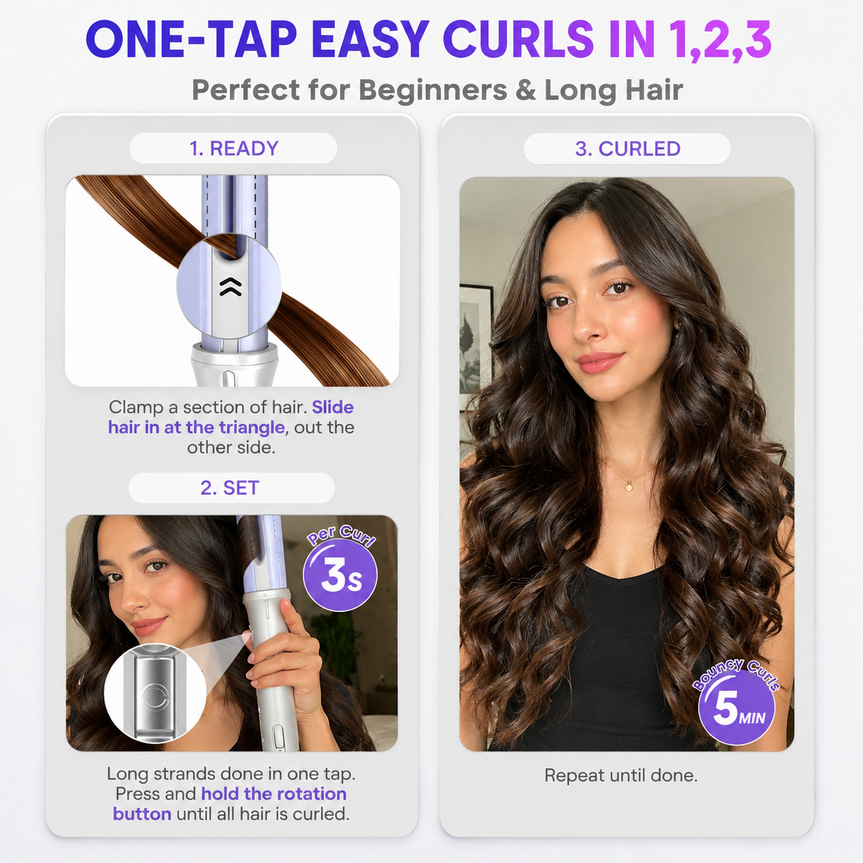 AirFlow Pro Automatic Curling Iron 1.25 Inch Airflow Curling Wand Ceramic Hair Curler with Cool Air Technology Anti Frizz Professional Hair Styler for Long Lasting Curls & Waves