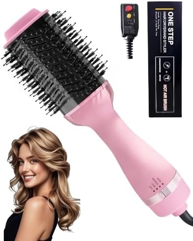 4-in-1 Hair Dryer Brush, Ionic Ceramic Titanium Hot Air Styler with ALCI Safety Plug, 3 Heat Settings for Frizz-Free Blowouts, Salon Volumizer and Straightener