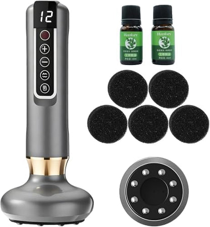 Cellulite Massager Tool, Anti Cellulite Massage Oil, Electric Cupping Therapy Set with 12 Suction Modess for Arms, Legs, Body & Back, Handheld Machine Masseur Anti-cellulite Silhouette Pro +