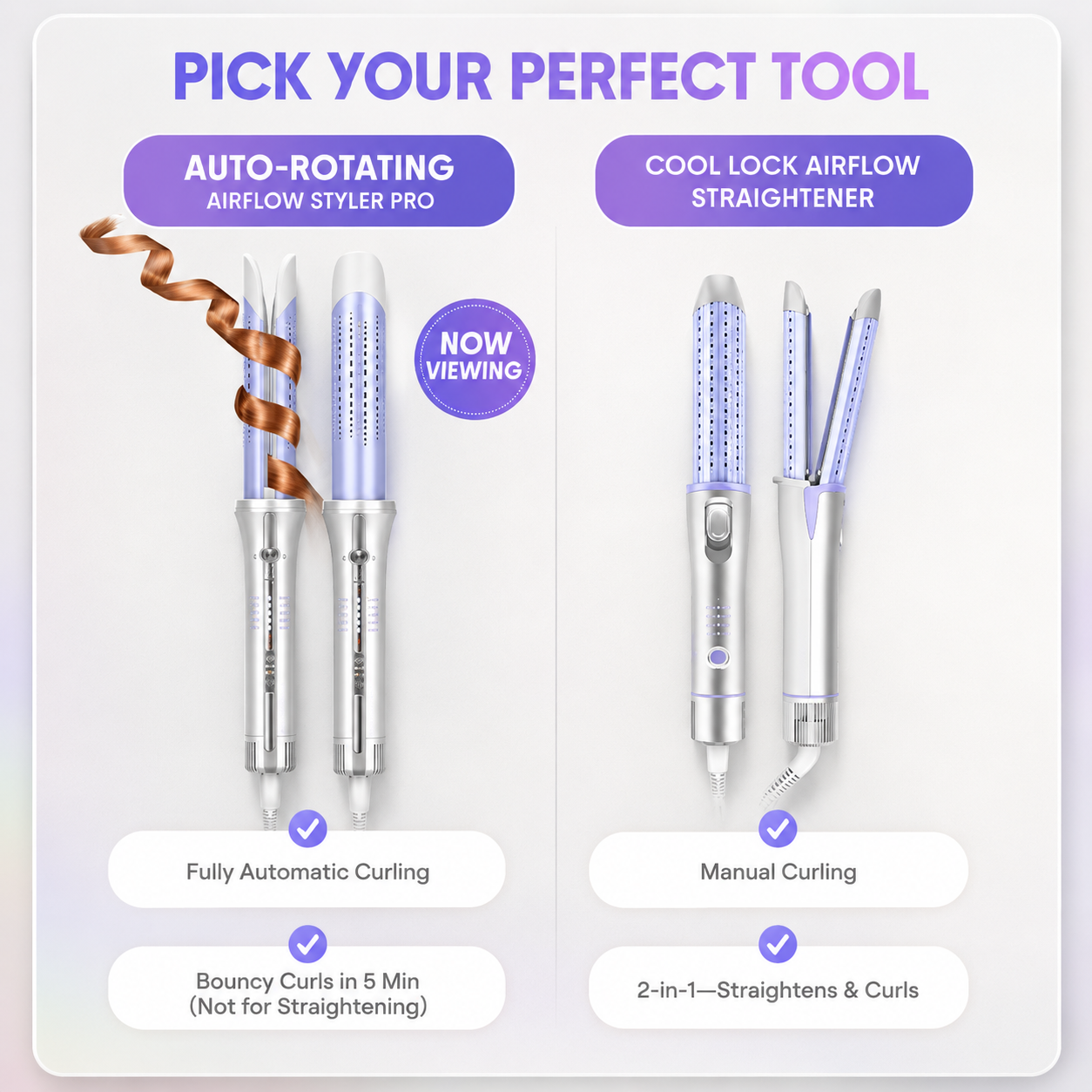 AirFlow Pro Automatic Curling Iron 1.25 Inch Airflow Curling Wand Ceramic Hair Curler with Cool Air Technology Anti Frizz Professional Hair Styler for Long Lasting Curls & Waves