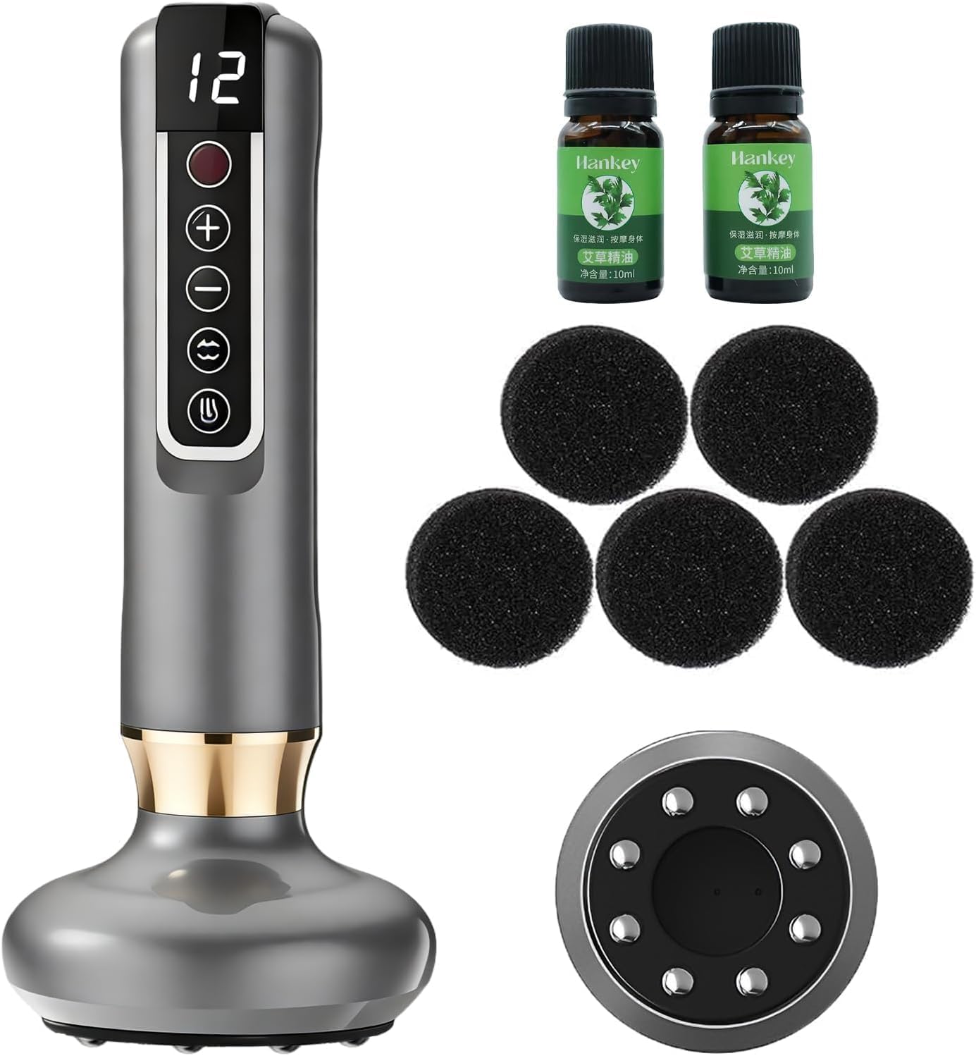Cellulite Massager Tool, Anti Cellulite Massage Oil, Electric Cupping Therapy Set with 12 Suction Modess for Arms, Legs, Body & Back, Handheld Machine Masseur Anti-cellulite Silhouette Pro +