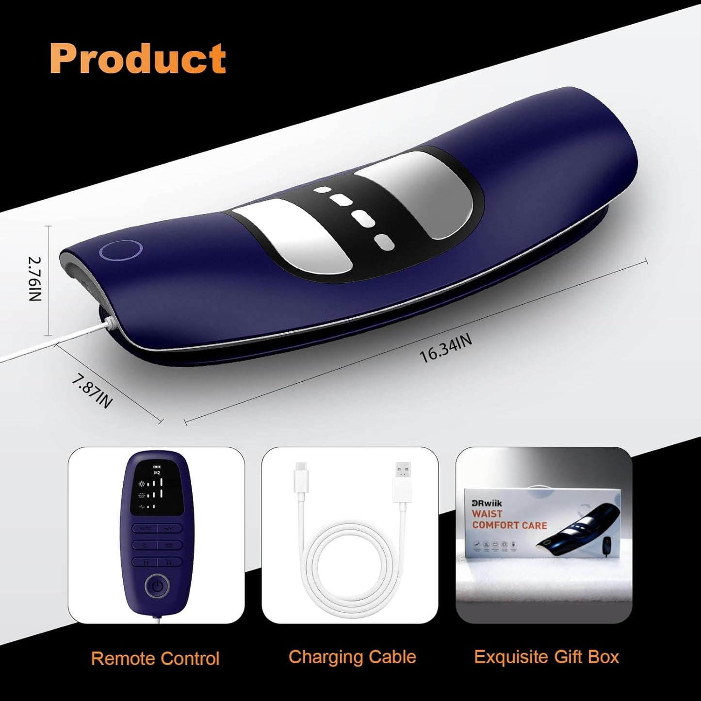 Lower Back Massager with Traction,Heat,Electrotherapy and Vibration | 4 in 1,Low Frequency,Cordless,Rechargeable,Electric Lumbar Traction Decompression Devices,for Pain Relief Deep Tissue,at Home