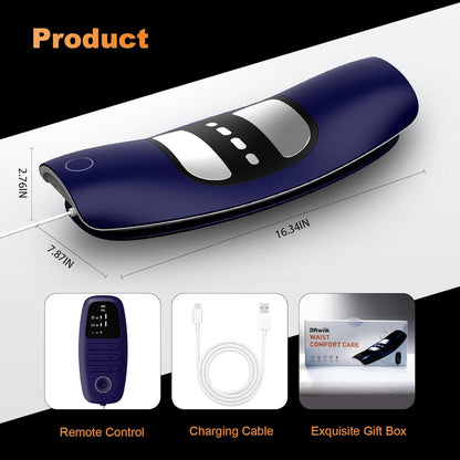 Lower Back Massager with Traction,Heat,Electrotherapy and Vibration | 4 in 1,Low Frequency,Cordless,Rechargeable,Electric Lumbar Traction Decompression Devices,for Pain Relief Deep Tissue,at Home