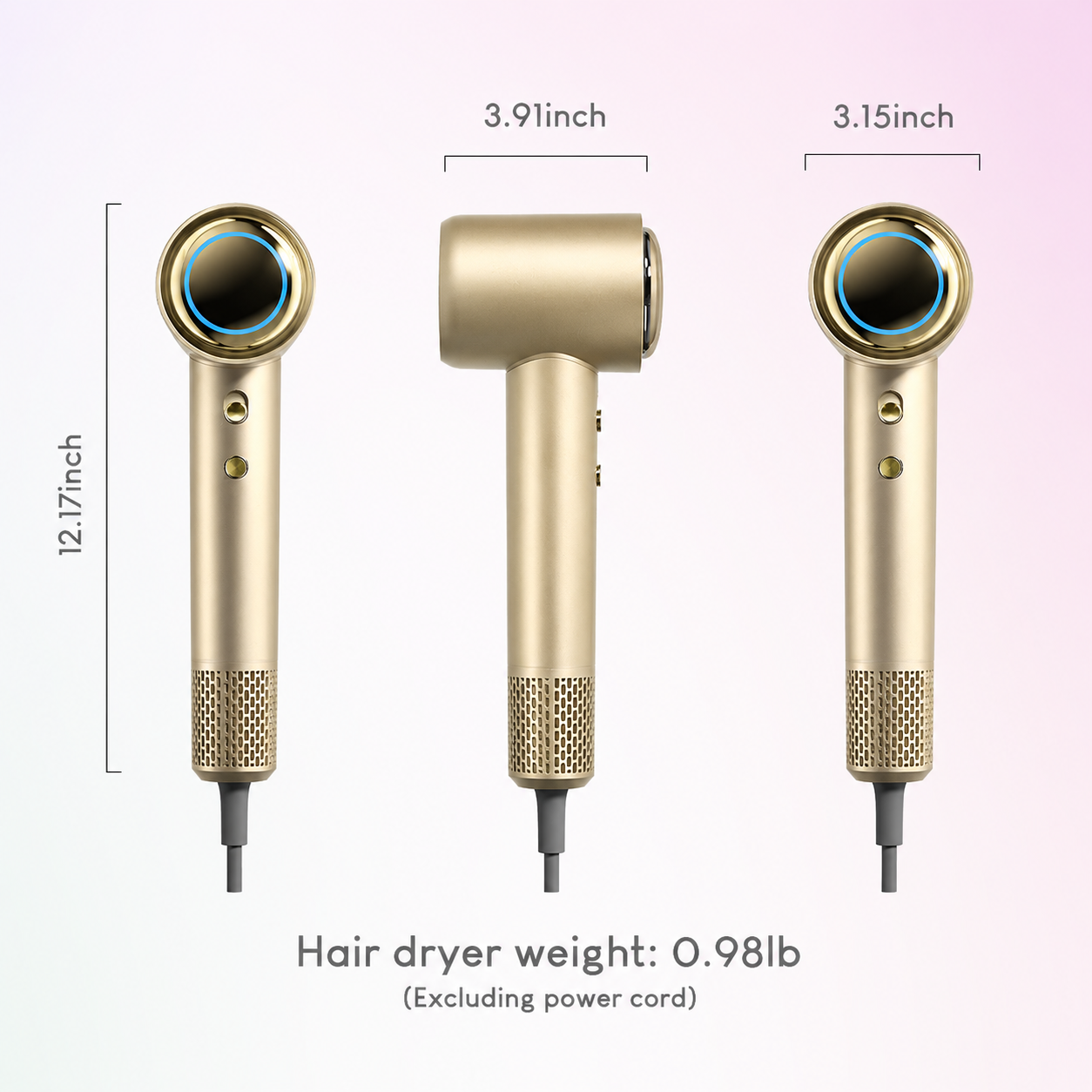 High Speed Ionic Hair Dryer Professional Negative Ion Blow Dryer with Intelligent Temperature Control Fast Drying Low Noise Hair Dryer Anti Frizz Salon Hair Dryer with Diffuser & Concentrator Nozzle