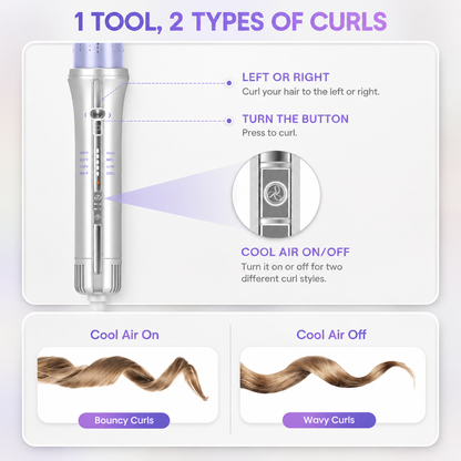AirFlow Pro Automatic Curling Iron 1.25 Inch Airflow Curling Wand Ceramic Hair Curler with Cool Air Technology Anti Frizz Professional Hair Styler for Long Lasting Curls & Waves