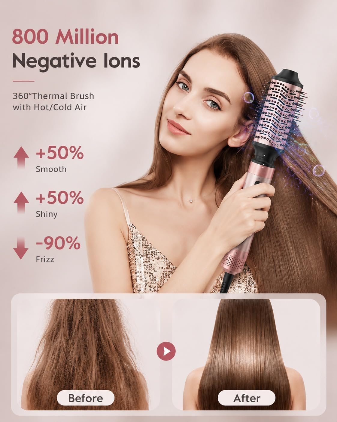 5 in 1 Hot Air Styler & Hair Dryer Brush | Auto Curling, 1400W Fast Drying, Negative Ions, Cool Shot Button, Volumizing and Travel Bag