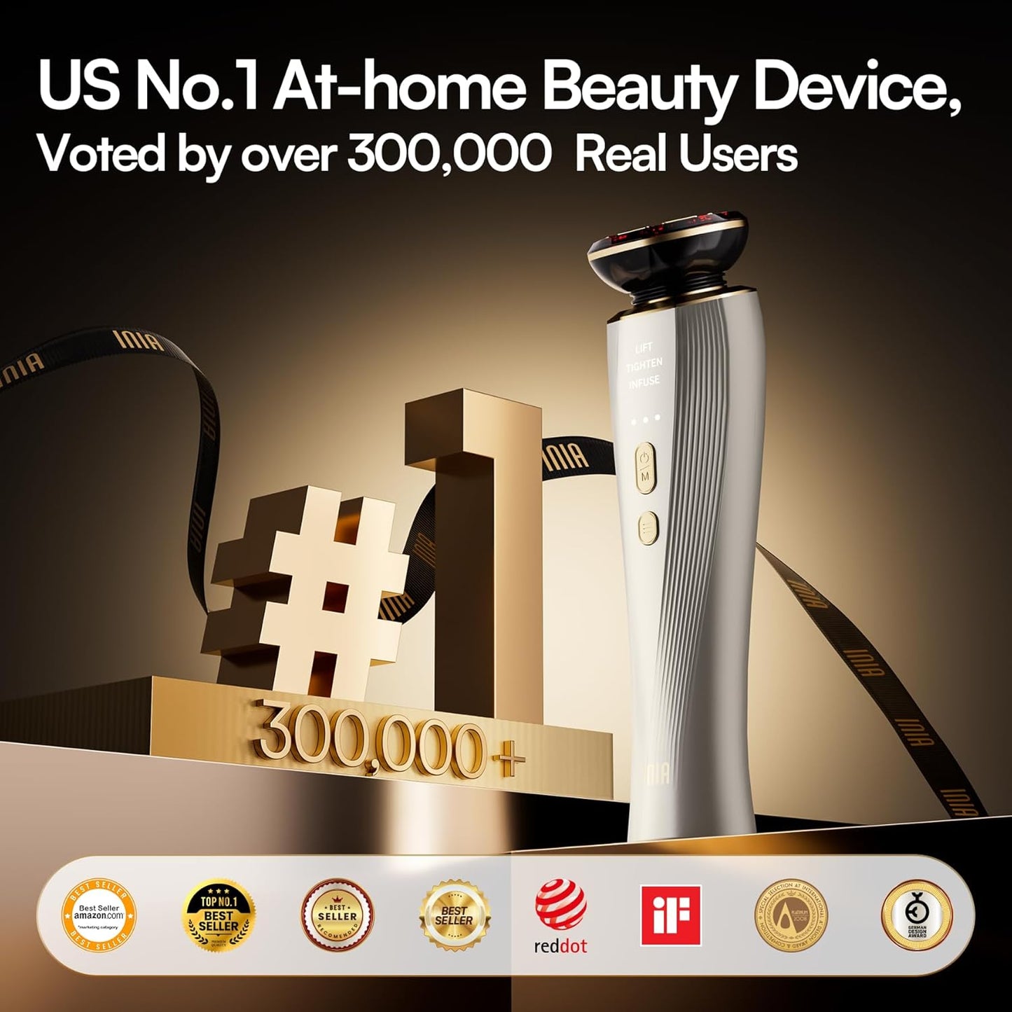 3-in-1 Red Light Therapy Beauty Device for Face & Neck Skincare | Help Reduce Puffiness, Support Skin Firmness, and Enhance Radiance, Ideal for Daily Home Use
