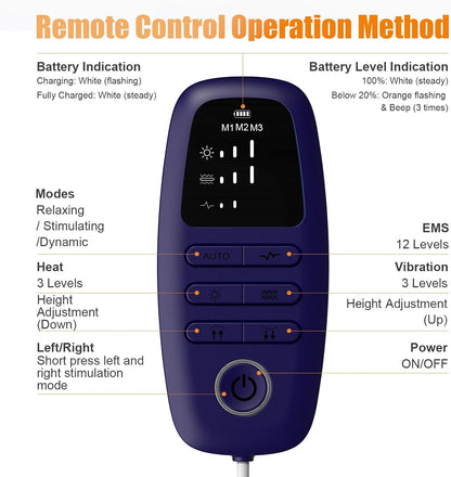 Lower Back Massager with Traction,Heat,Electrotherapy and Vibration | 4 in 1,Low Frequency,Cordless,Rechargeable,Electric Lumbar Traction Decompression Devices,for Pain Relief Deep Tissue,at Home