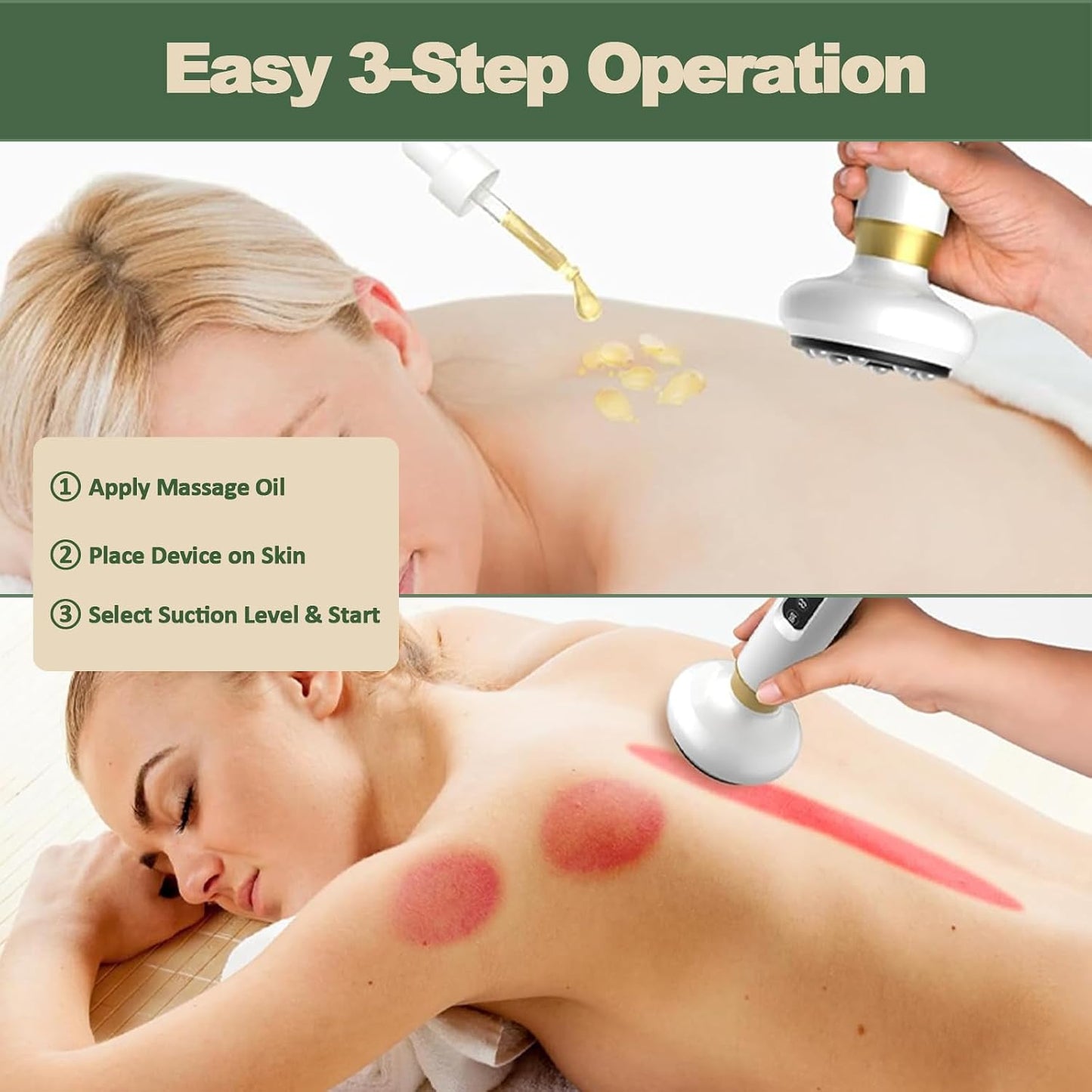 Cellulite Massager Tool, Anti Cellulite Massage Oil, Electric Cupping Therapy Set with 12 Suction Modess for Arms, Legs, Body & Back, Handheld Machine Masseur Anti-cellulite Silhouette Pro +