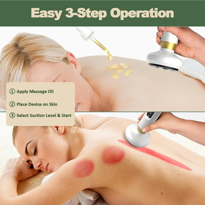 Cellulite Massager Tool, Anti Cellulite Massage Oil, Electric Cupping Therapy Set with 12 Suction Modess for Arms, Legs, Body & Back, Handheld Machine Masseur Anti-cellulite Silhouette Pro +