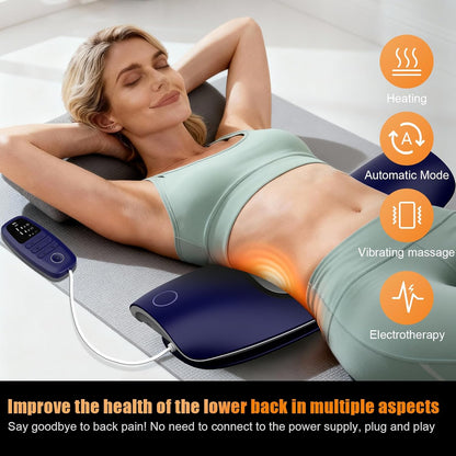 Lower Back Massager with Traction,Heat,Electrotherapy and Vibration | 4 in 1,Low Frequency,Cordless,Rechargeable,Electric Lumbar Traction Decompression Devices,for Pain Relief Deep Tissue,at Home