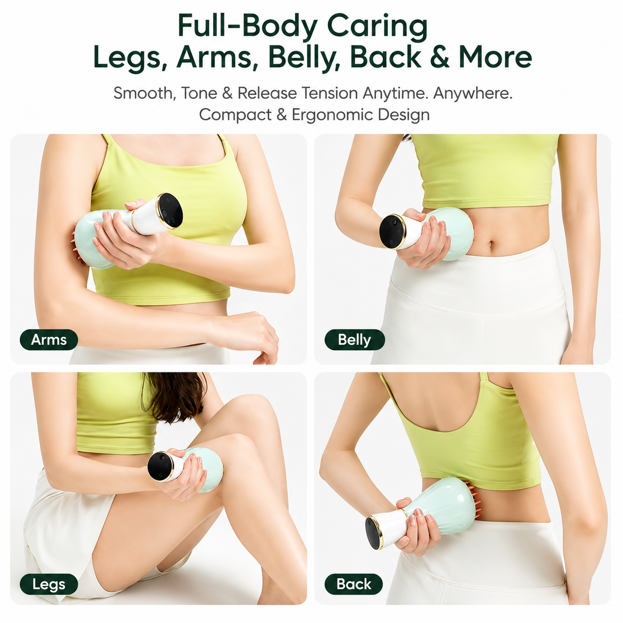 Smart Electric Body Massager with Red Light Therapy Heated Deep Tissue Handheld Massager Rechargeable Muscle Massage Device for Neck Shoulders Back Legs & Full Body Pain Relief