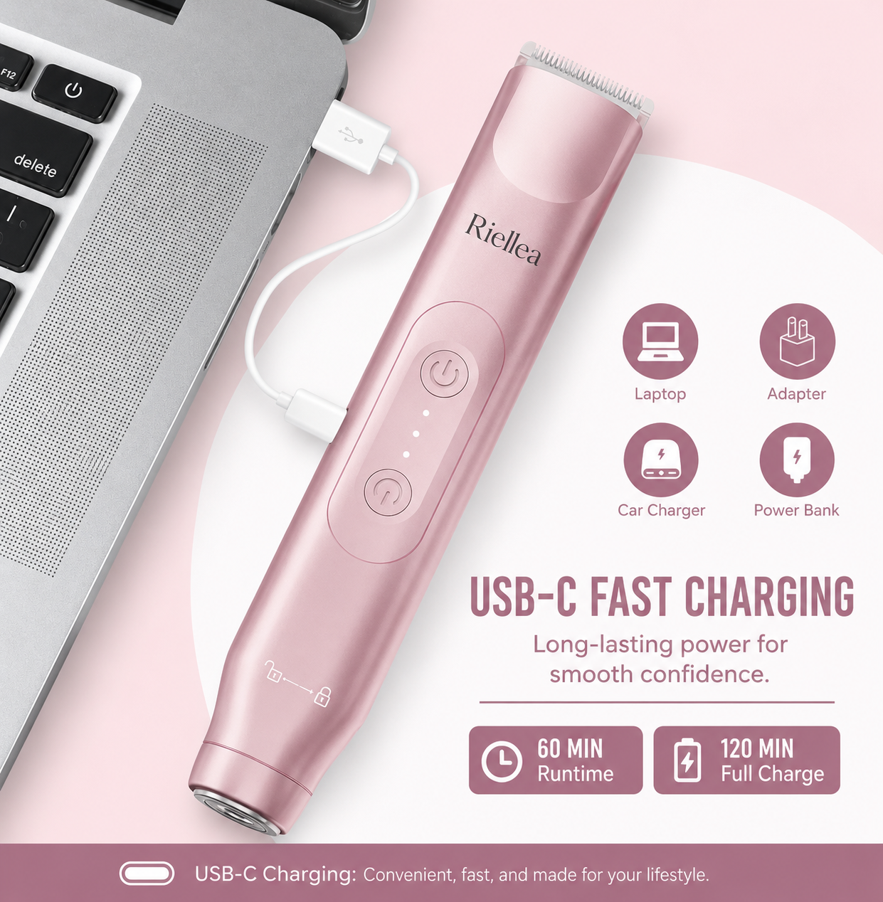 3 in 1 Women's Bikini Trimmer Facial Hair Remover & Nose Hair Trimmer USB Rechargeable Electric Razor for Women Painless Eyebrow Lip Face & Body Hair Removal Grooming Kit