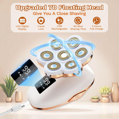Electric Razors for Women, 7D Electric Shaver for Women, 5 in 1 Lady Shavers, Wet/Dry Bikini Trimmer, Rechargeable Facial Hair Removal, Painless Face Razor for Arms Legs Armpit Pubic Area