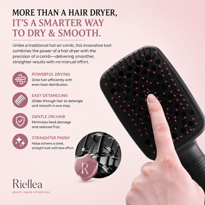 Ionic Hair Straightener Brush Hot Air Straightening Comb with Negative Ion Technology Electric Hair Straightener Brush Anti Frizz Hair Styling Tool for Smooth Silky Hair