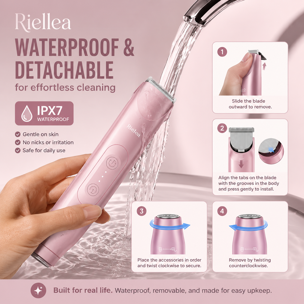 3 in 1 Women's Bikini Trimmer Facial Hair Remover & Nose Hair Trimmer USB Rechargeable Electric Razor for Women Painless Eyebrow Lip Face & Body Hair Removal Grooming Kit