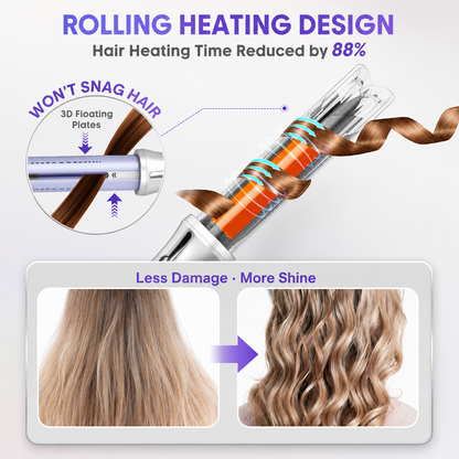 AirFlow Pro Automatic Curling Iron 1.25 Inch Airflow Curling Wand Ceramic Hair Curler with Cool Air Technology Anti Frizz Professional Hair Styler for Long Lasting Curls & Waves
