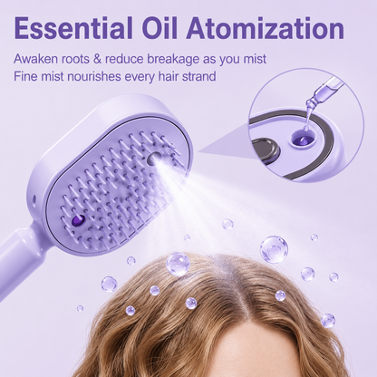 Electric Scalp Massager Hair Brush with Essential Oil Mist Red Light Therapy Self Cleaning Anti Static Detangling Brush Rechargeable Scalp Massage Comb for Hair Growth & Healthy Scalp