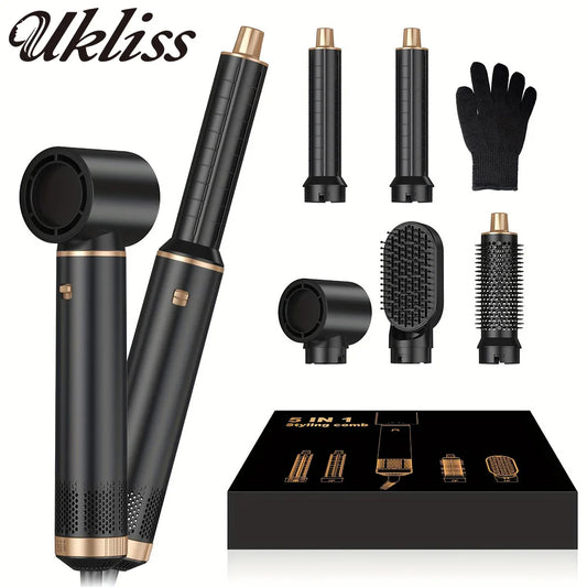 5 in 1 Blow Dryer Brush, Hair Dryer Brush Air Curler Air Curling Wrap Styler, Hot Air Brush Negative Ion Curler