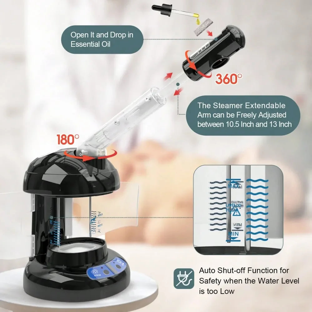 Steamer Ozone Steamer With Extendable Arm Professional Nano Ionic Facial Steamer For Deep Cleaning Portable For Personal Care Us