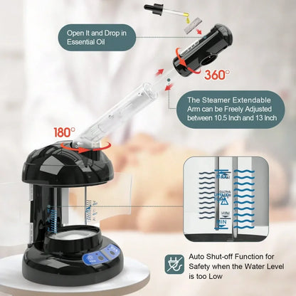 Steamer Ozone Steamer With Extendable Arm Professional Nano Ionic Facial Steamer For Deep Cleaning Portable For Personal Care Us
