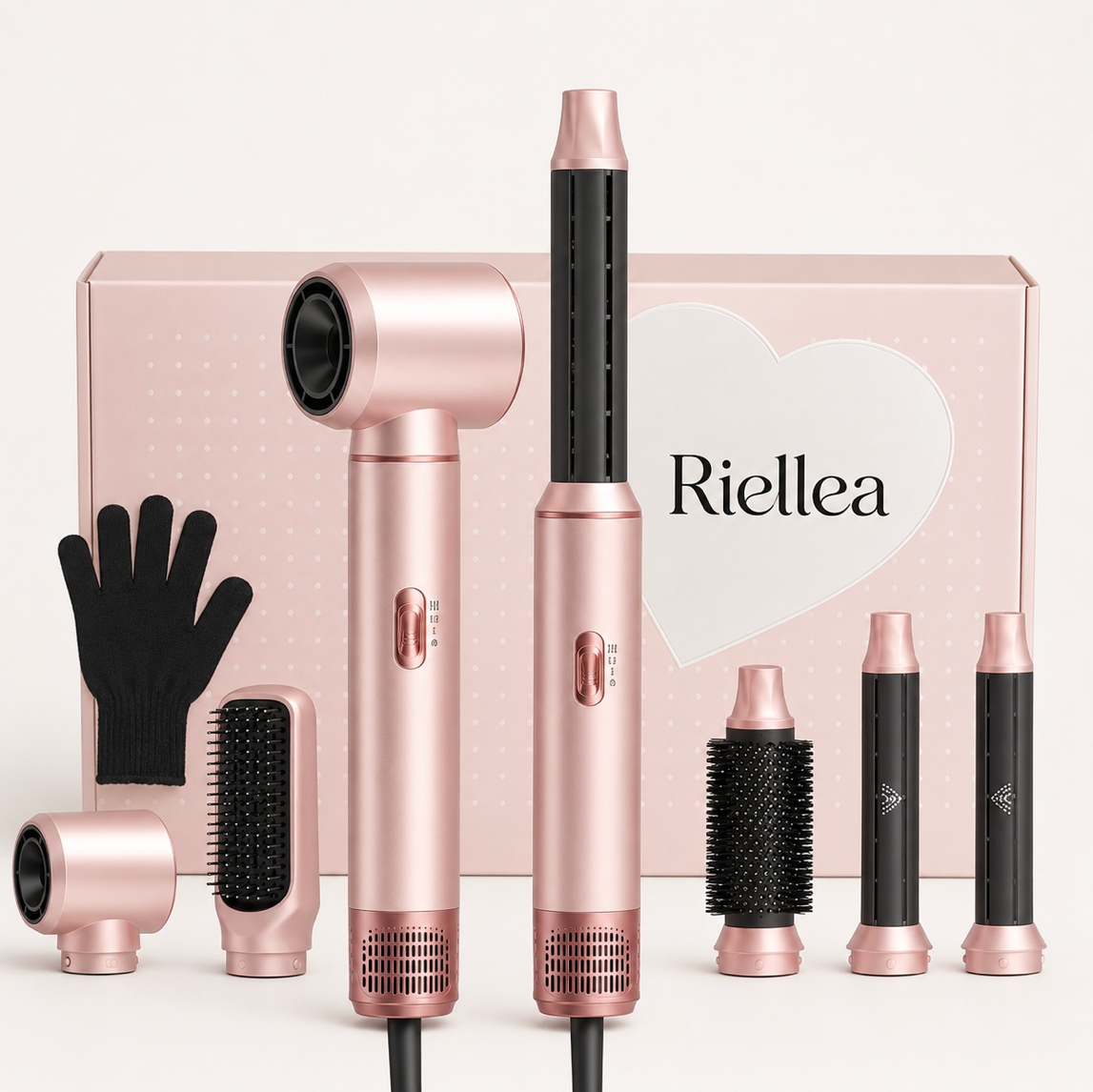 5 in 1 Hot Air Styler & Hair Dryer Brush Set Multi Hair Styling Tool with Blow Dryer Auto Curling Iron Volumizing Round Brush & Straightening Brush Fast Drying Ionic Hair Styler