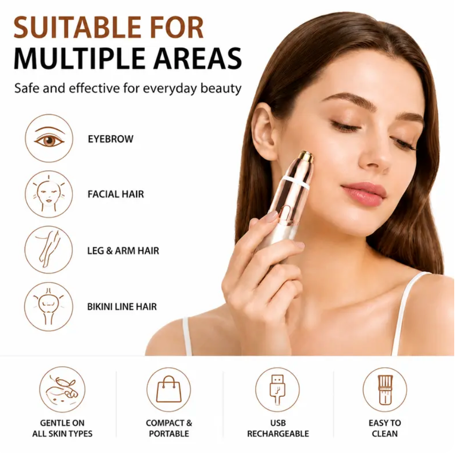 2 in 1 Facial Hair Remover for Women & Eyebrow Trimmer Electric Face Shaver for Women Painless Upper Lip Hair Remover Peach Fuzz Remover Precision Eyebrow Razor USB Rechargeable
