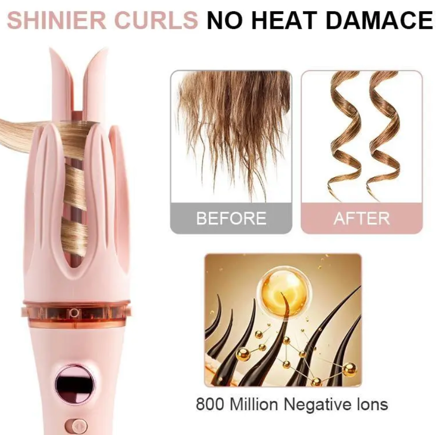 Automatic Hair Curler Rotating Curling Iron with LED Display Ceramic Auto Hair Curler Anti Tangle Hair Styling Tool with Adjustable Temperature for Long Lasting Curls & Waves