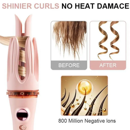 Automatic Hair Curler Rotating Curling Iron with LED Display Ceramic Auto Hair Curler Anti Tangle Hair Styling Tool with Adjustable Temperature for Long Lasting Curls & Waves
