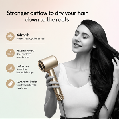 High Speed Ionic Hair Dryer Professional Negative Ion Blow Dryer with Intelligent Temperature Control Fast Drying Low Noise Hair Dryer Anti Frizz Salon Hair Dryer with Diffuser & Concentrator Nozzle