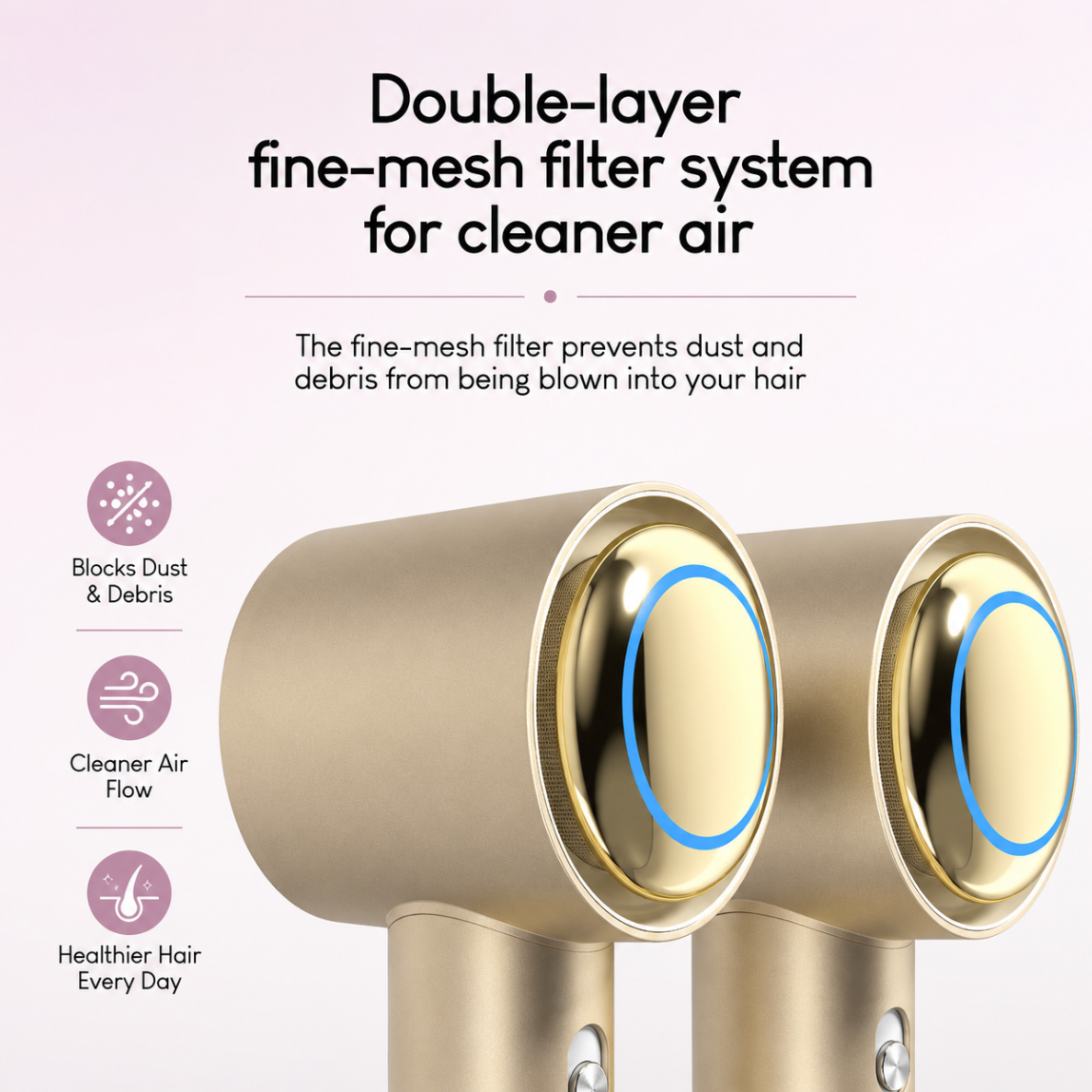 High Speed Ionic Hair Dryer Professional Negative Ion Blow Dryer with Intelligent Temperature Control Fast Drying Low Noise Hair Dryer Anti Frizz Salon Hair Dryer with Diffuser & Concentrator Nozzle
