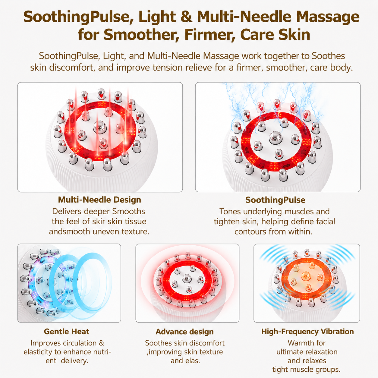 Body Sculpting Massager with Heat & Vibration Lymphatic Drainage Massage Tool Rechargeable Deep Tissue Body Massager for Cellulite Muscle Recovery Skin Tightening & Full Body Relaxation