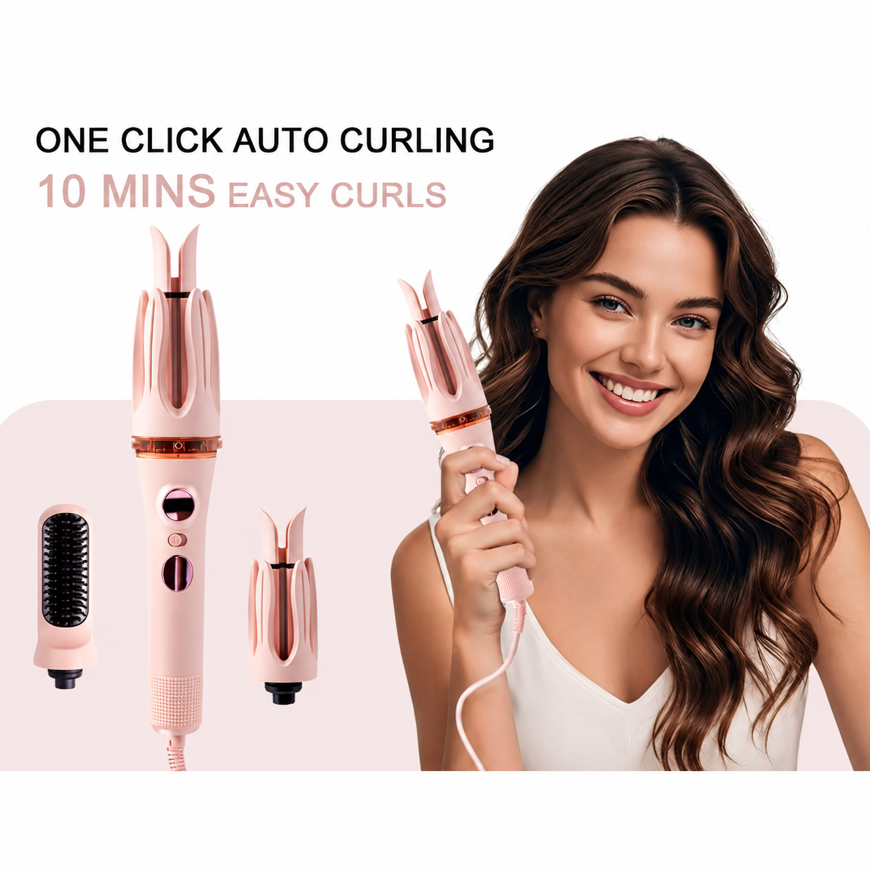 Automatic Hair Curler Rotating Curling Iron with LED Display Ceramic Auto Hair Curler Anti Tangle Hair Styling Tool with Adjustable Temperature for Long Lasting Curls & Waves