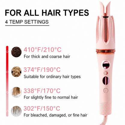 Automatic Hair Curler Rotating Curling Iron with LED Display Ceramic Auto Hair Curler Anti Tangle Hair Styling Tool with Adjustable Temperature for Long Lasting Curls & Waves